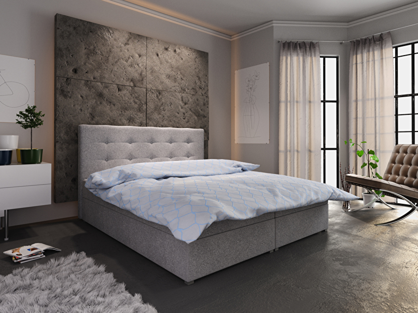 Manželská postel Boxspring 180 cm Fade 1 (šedá) (s matrací a úložným prostorem)