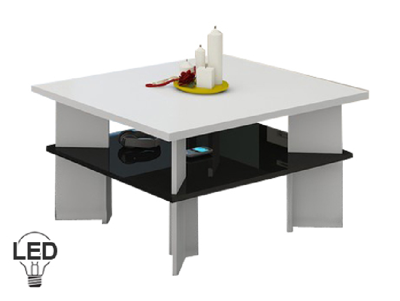 Konferenční stolek Velvet 1 (bílá + lesk černý)