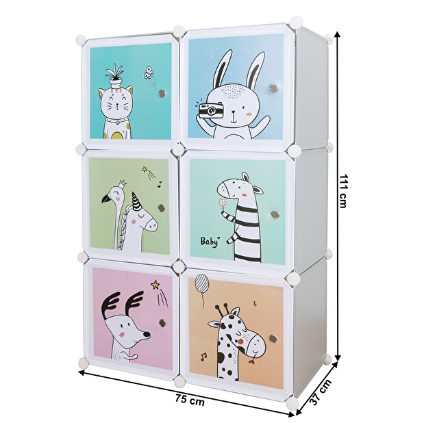 Dětská modulární skříň Banco (šedá + dětský vzor)