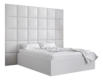 Manželská postel s čalouněným čelem 160 cm Brittany 3 (bílá matná + bílá) (s roštem)