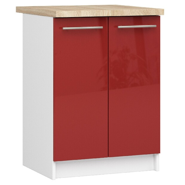 Dolní kuchyňská skříňka Ozara S60 2D (bílá + červený lesk)