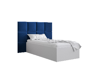 Jednolůžková postel s čalouněným čelem 90 cm Brittany 4 (bílá matná + modrá) (s roštem)