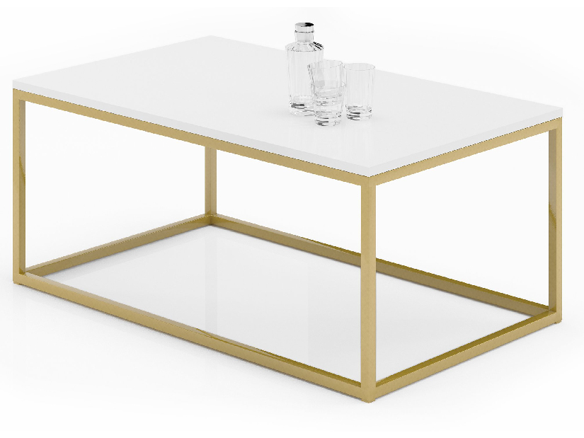 Konferenční stolek Namira (zlatá + bílá)
