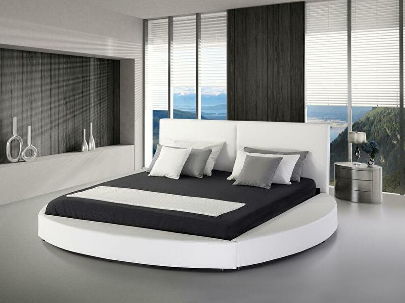 Manželská postel 180 cm LOMA (s roštem) (bílá)