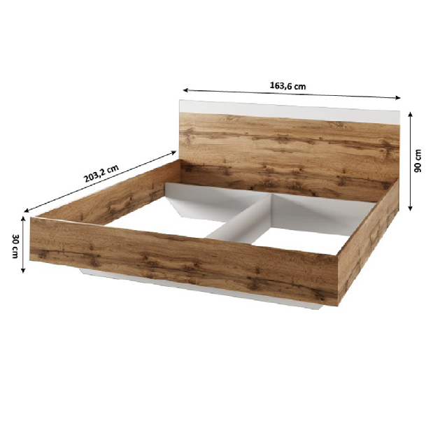 Manželská postel 160 cm Gaila (dub wotan + bílá)