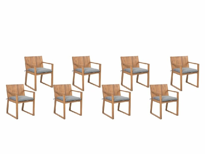 Set 8ks. židlí Sasan (světle hnědá) (s šedými podsedáky)