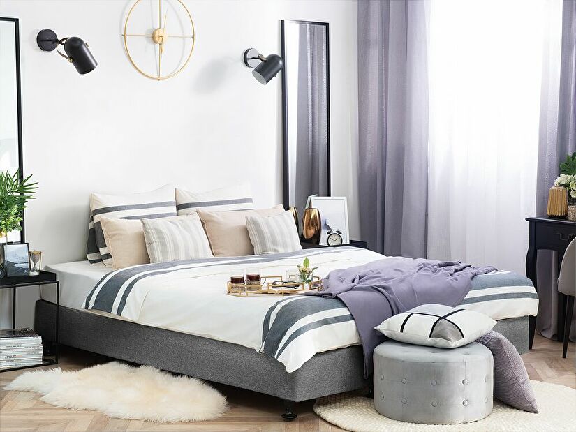 Manželská postel 160 cm COLOGNE (s roštem a matrací) (šedá)