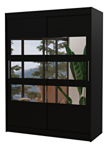 Šatní skříň Fioren (černá) (se zrcadlem)