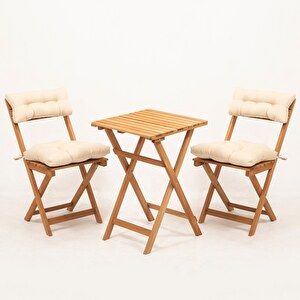 Sada zahradního stolu a židlí (3 kusy) Magnus (přírodní + krémová)