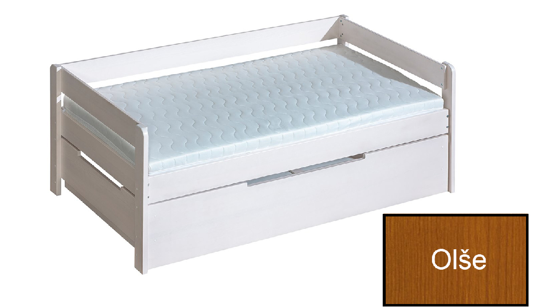 Jednolůžková postel 90 cm Balos (Olše) (s roštem a úl. prostorem)* výprodej