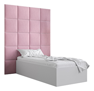 Jednolůžková postel s čalouněným čelem 90 cm Brittany 3 (bílá matná + růžová) (s roštem)