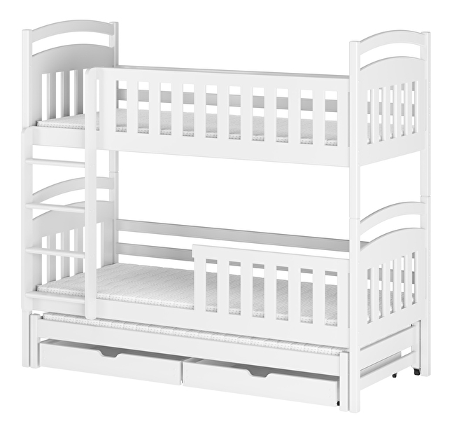 Dětská postel 90 cm VIOLA (s roštem a úl. prostorem) (bílá)