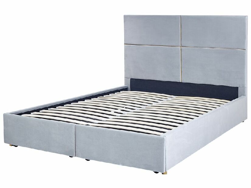 Manželská postel 160 cm Vissarion (šedá) (s roštem a úložným prostorem)