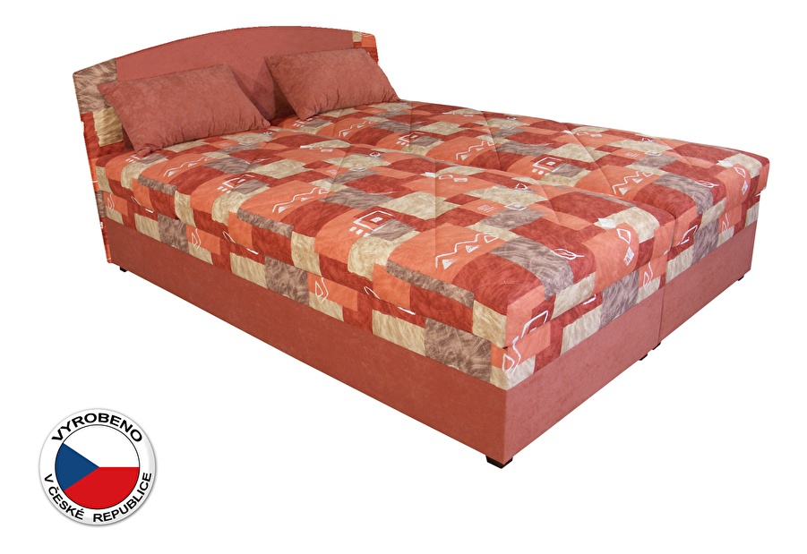 Manželská postel 160 cm Blanár Kappa (vzor Mollino 690-40 + oranžová) (s roštem a matrací)