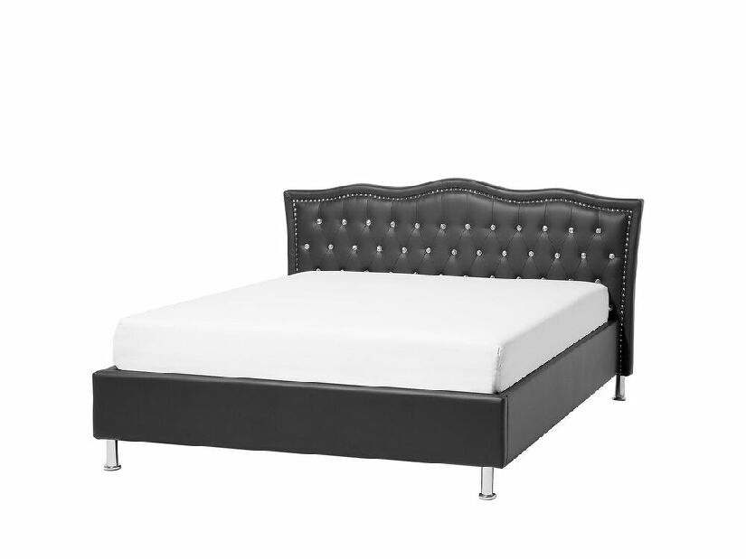 Manželská postel 140 cm MATH (s roštem a úl. prostorem) (černá)