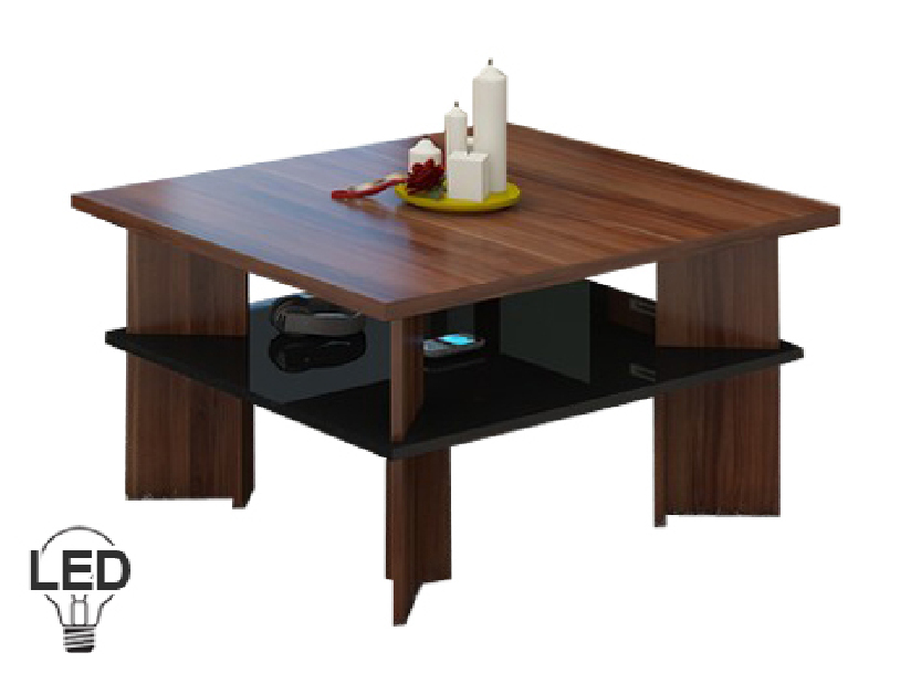 Konferenční stolek Velvet 1 (švestka + lesk černý)