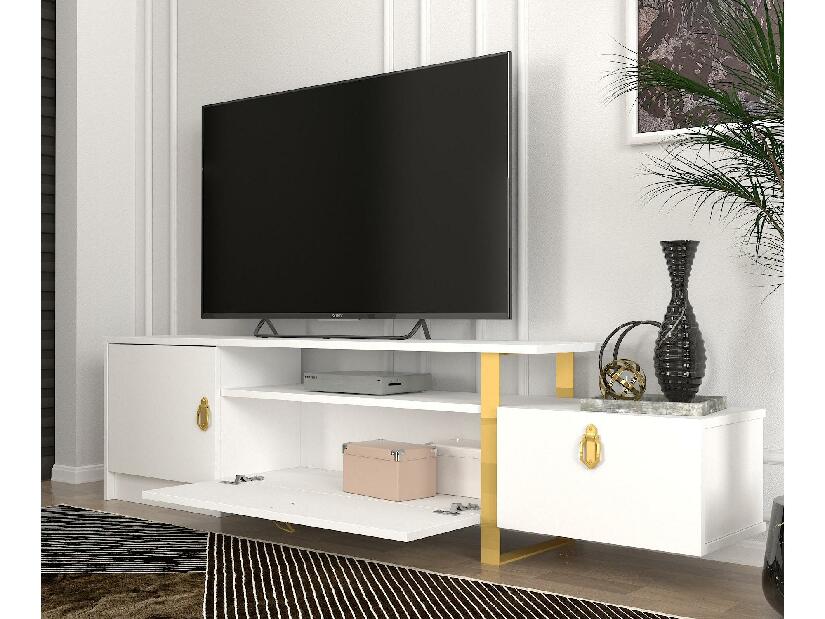 TV stolek/skříňka Aramos (bílá + zlatá)