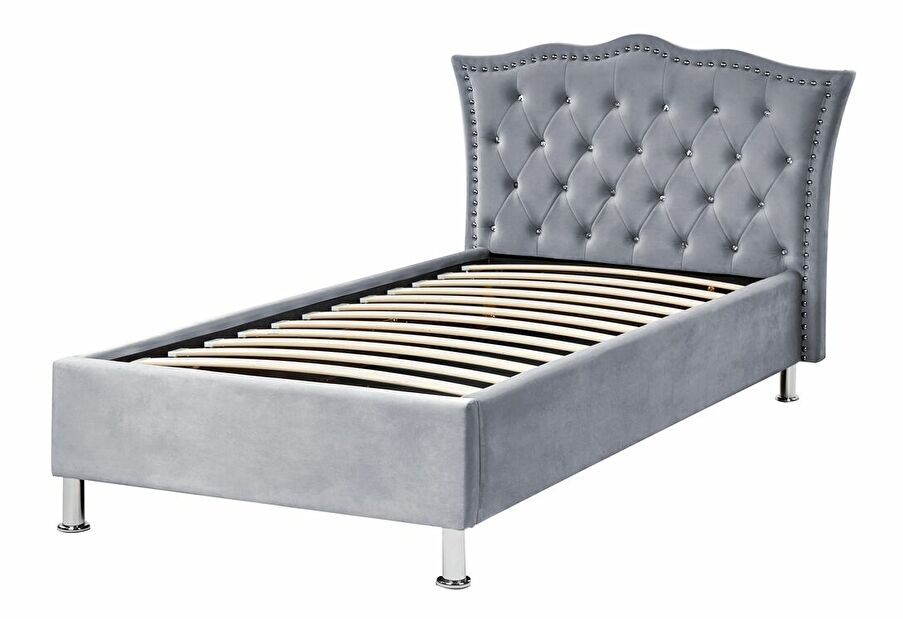 Jednolůžková postel 200 x 90 cm Metty (šedá) (s roštem) (s úl. prostorem)