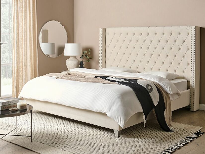 Manželská postel 180 cm Lubbka (bílá) (s roštem)