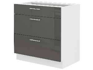 Dolní kuchyňská skříňka Lavera 80 D 3S BB (bílá + lesk šedý)