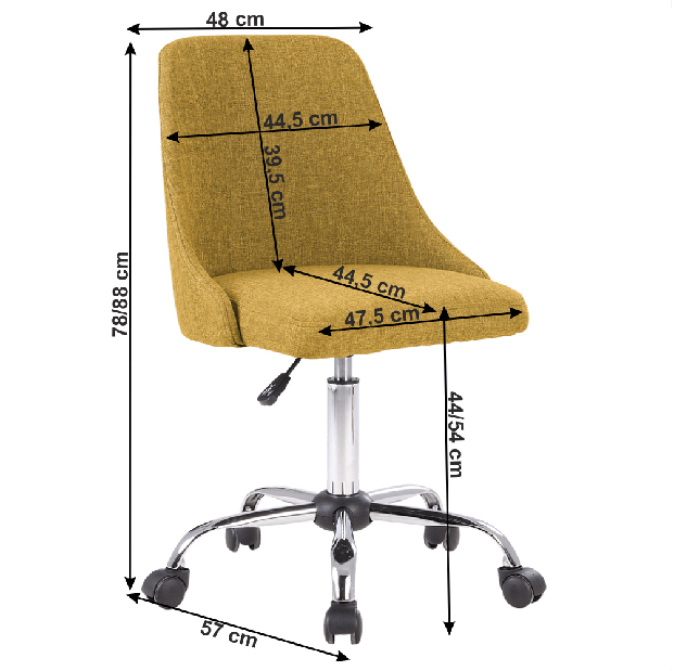 Kancelářská židle Eminence (žlutá + chróm)