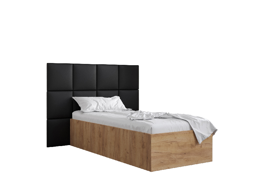 Jednolůžková postel s čalouněným čelem 90 cm Brittany 4 (dub craft zlatý + černá) (s roštem)