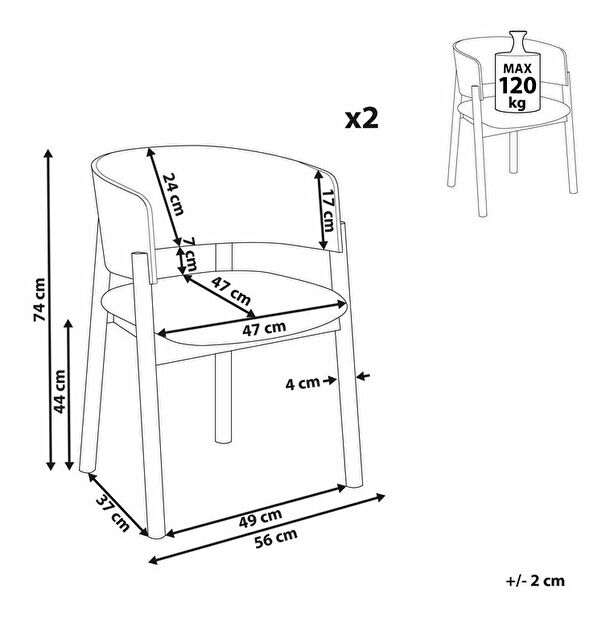 Set 2 ks jídelních židlí Marika (světlé dřevo)