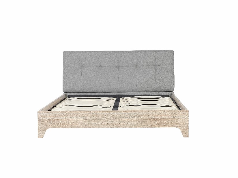 Manželská postel 180 cm BERGAMO (s roštem) (šedá + světlé dřevo)