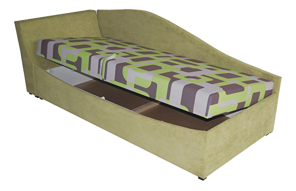 Jednolůžková postel (válenda) 90 cm BRW Boston zelená (L) (s roštem a matrací)