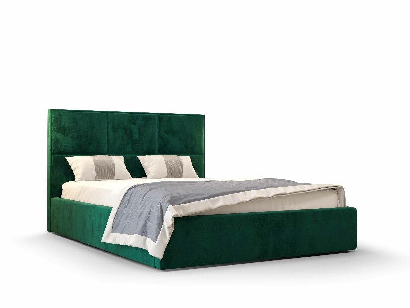 Manželská postel 160 cm Elna (tmavě zelená) (s roštem a úložným prostorem)