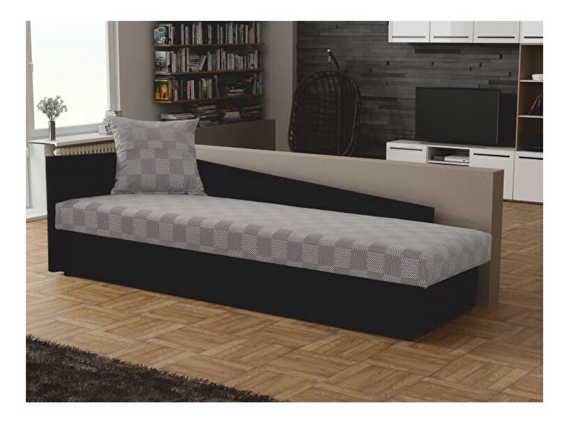Jednolůžková postel (válenda) 80 cm Jeannine (šedá + černá) (s úl. prostorem) (L) *výprodej
