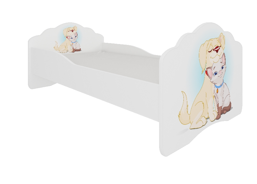 Dětská postel 160x80 cm Cassi (S roštem a matrací) (pes a kočka)