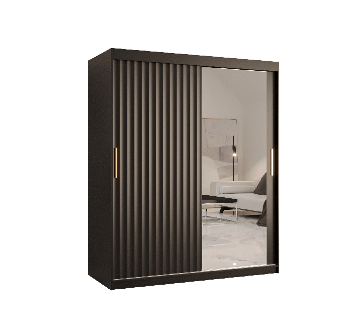 Šatní skříň se zrcadlem 150 cm Riana Wa 2 150 (černá)