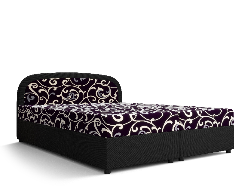 Manželská postel Boxspring 140 cm Brick Comfort (tmavě hnědá + vzor květ) (s matrací a úložným prostorem)