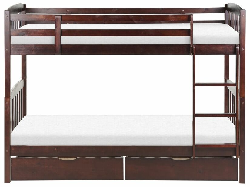 Patrová postel 90 cm Rigel (tmavé dřevo) (s roštem a úložným prostorem)
