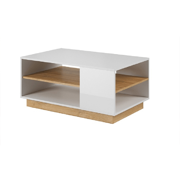 Konferenční stolek Cethos (bílá + dub grandson + bílý lesk) *výprodej