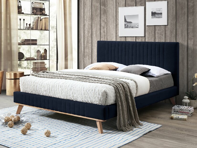 Manželská postel 160 cm TALLE (s roštem) (modrá)