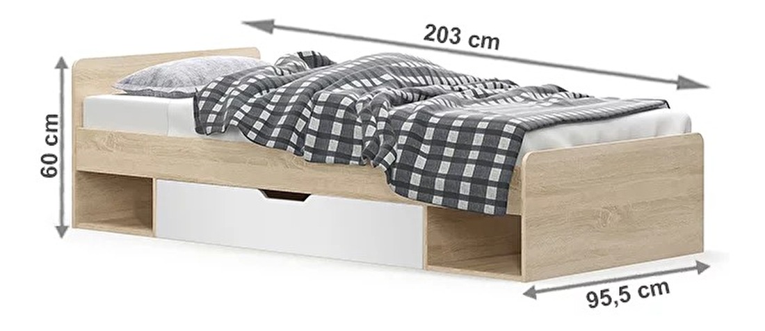 Jednolůžková postel 90 cm Thornham 1S/90 (s úl. prostorem) (bílá) *výprodej