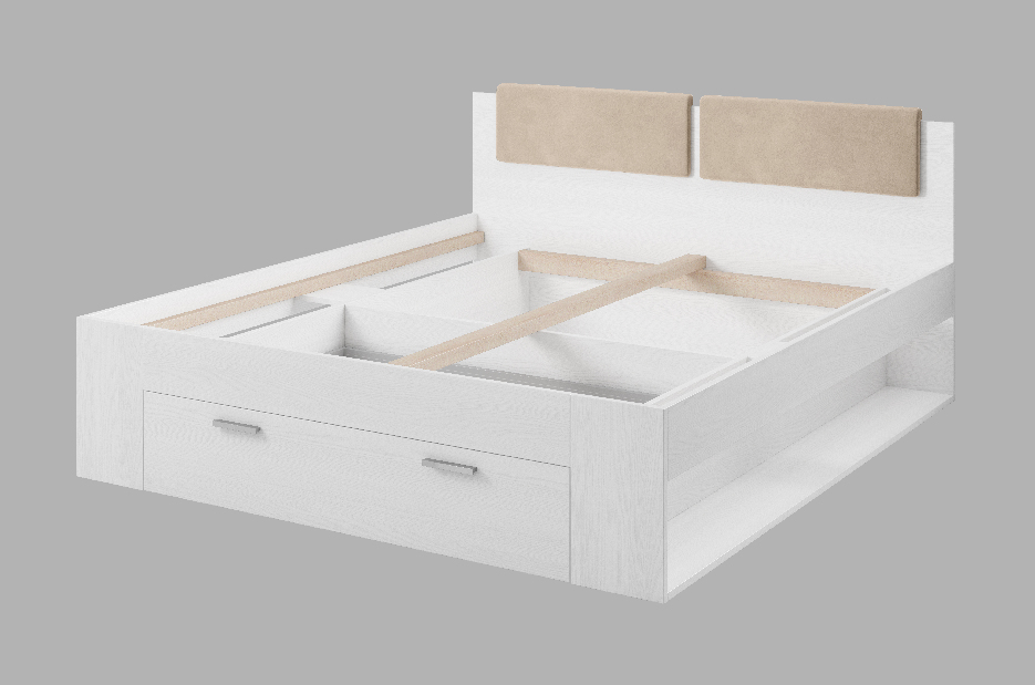 Manželská postel 160 cm Afrodita Typ 51 (s úl. priestorom) (bílý popol) 