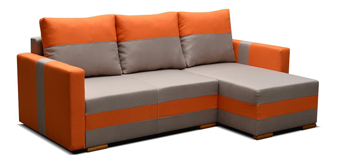 Rohová sedací souprava Farvum (světle hnědá + oranžová) (P)