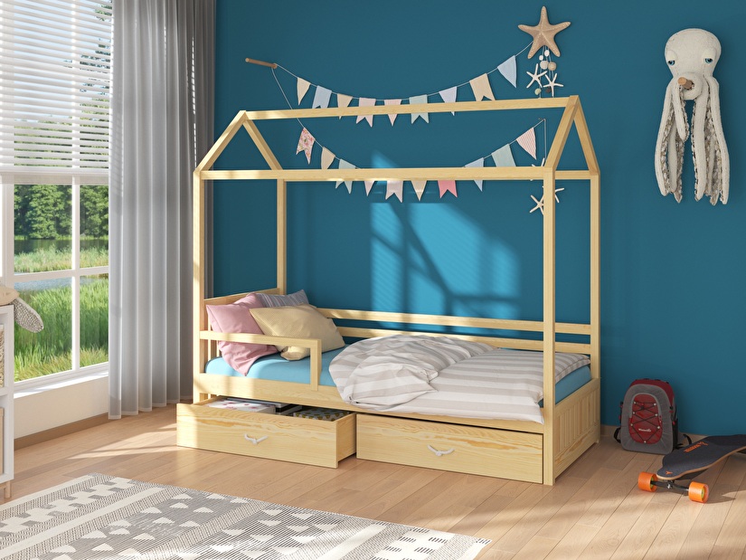 Dětská postel 180x80 cm Rosie II (s roštem a matrací) (borovice)