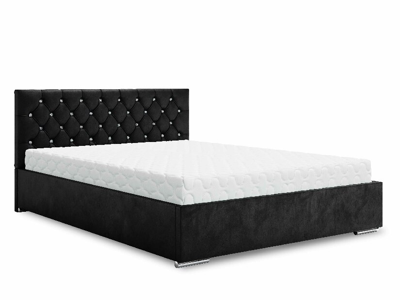 Manželská postel 140 cm Kerry (černá) (s roštem a úložným prostorem)