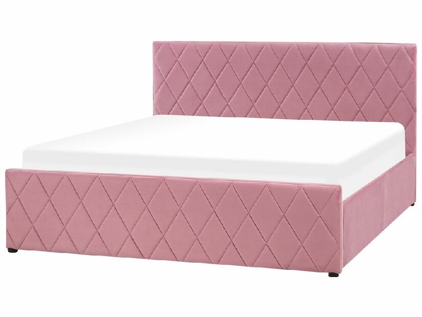 Manželská postel 160 cm Rhett (růžová) (s roštem a úložným prostorem)