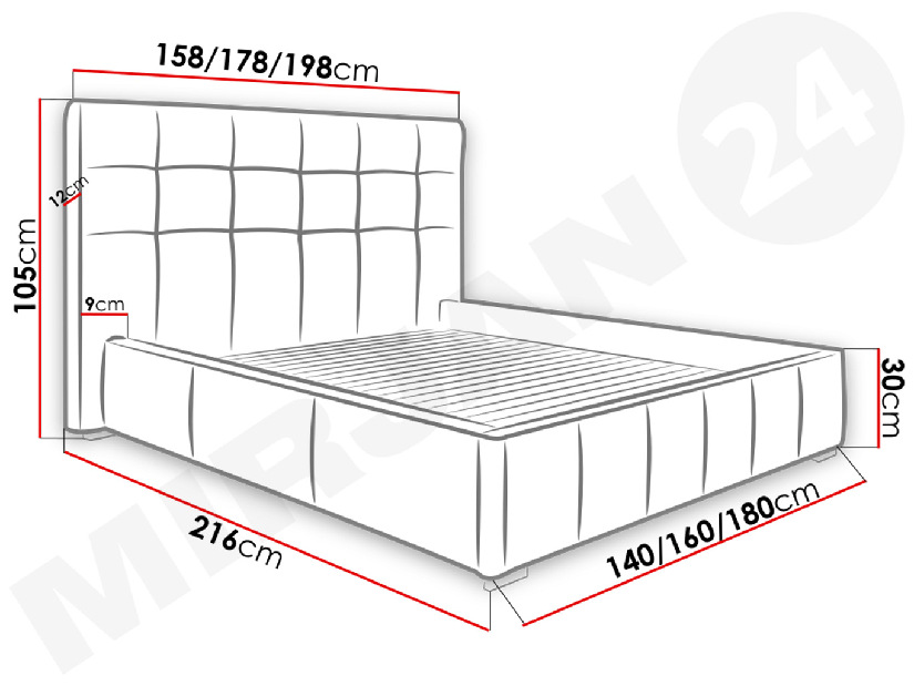 Manželská postel 180 cm Bielan ( s roštem) *výprodej