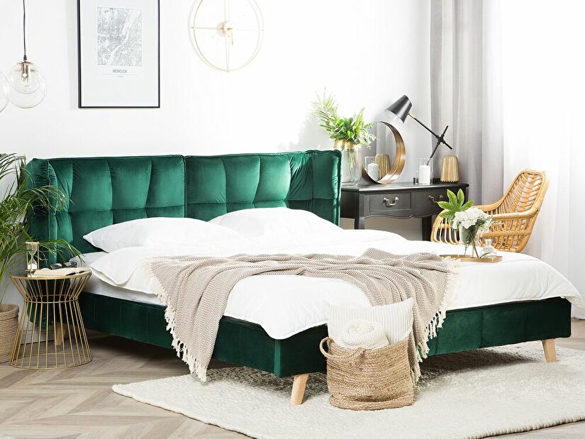 Manželská postel 180 cm SENEL (s roštem) (zelená)