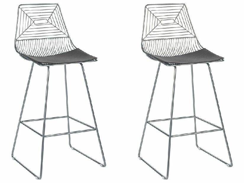 Set 2 ks barových židlí Bethel (stříbrná)