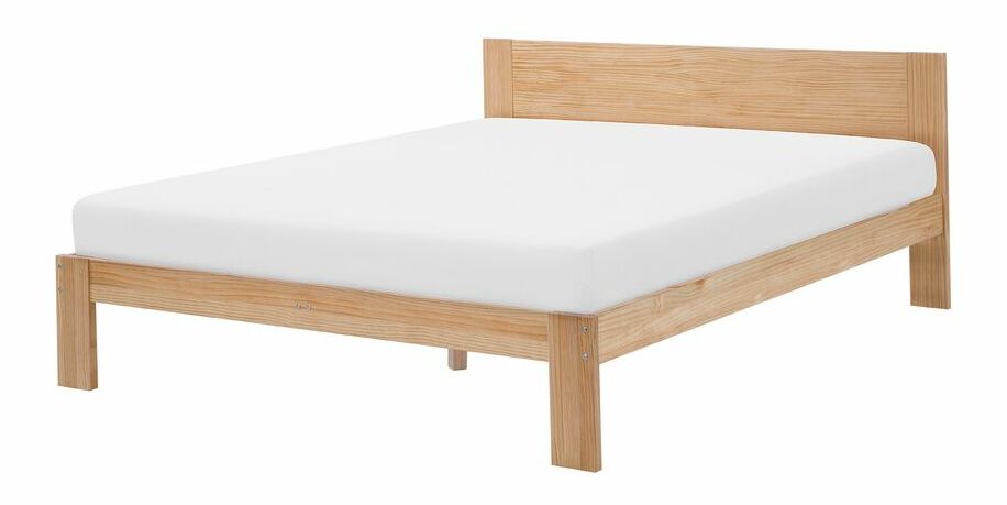 Manželská postel 160 cm NANTERRE (s roštem) (světlé dřevo)