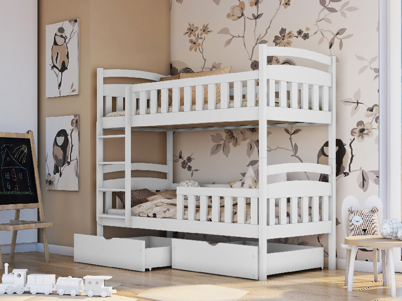 Dětská postel 90 cm Antone (s roštem a úl. prostorem) (bílá)