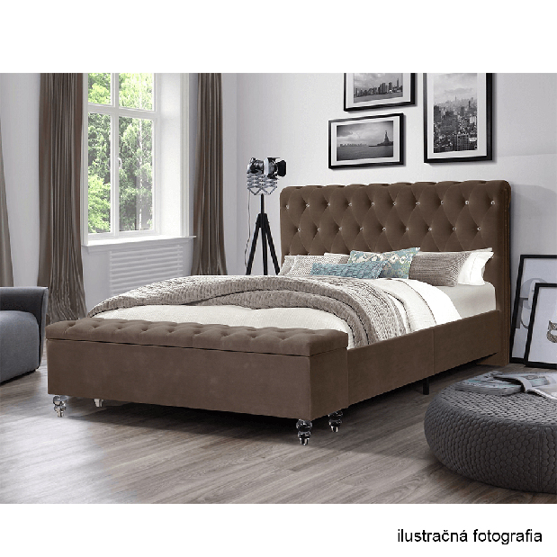 Manželská postel 160 cm Angi (hnědá) (s roštem)