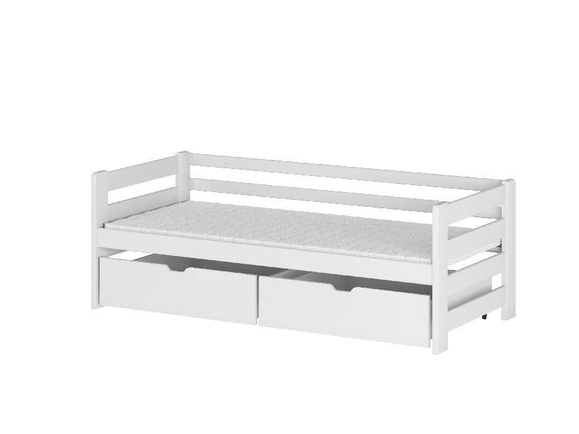 Dětská postel 90 cm Erin (s roštem a úl. prostorem) (bílá)
